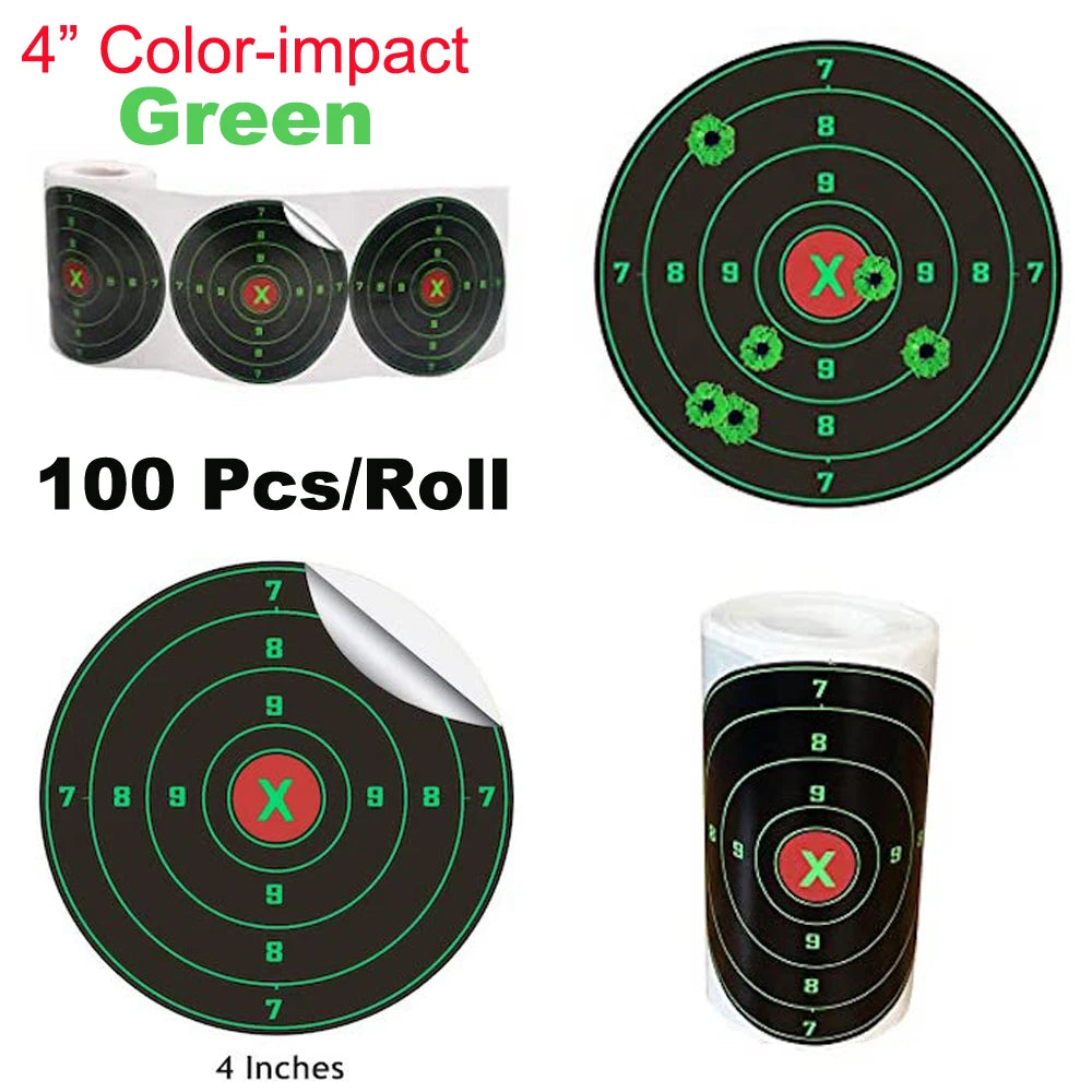REAL 4-Inch Colour-Impact Shooting Sticker Targets – Back-Adhesive, 20 or 100 Pack
