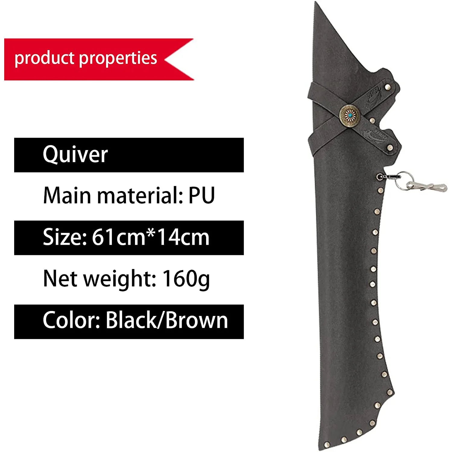 PSKOOK Hip Arrow Quiver – Compact PU Archery Bag for Hunting & Target Practice (Holds 12 Arrows)