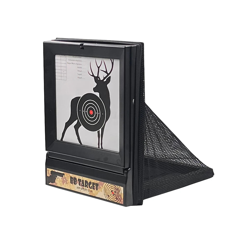 Plastic BB & NERF Soft Bullet Trap Target – Net Pouch with Spinner & Paper Targets