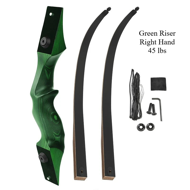 60" traditional recurve bow – wooden takedown bow for outdoor hunting and target use
