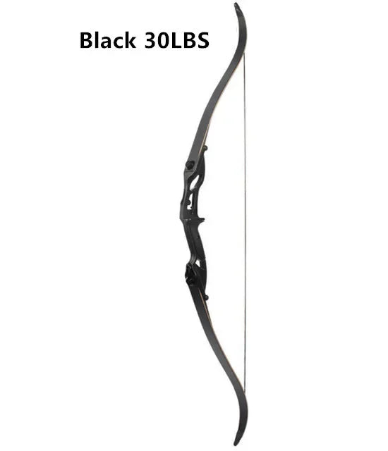 56" traditional-style recurve bow with metal riser – 30–50lbs draw weight