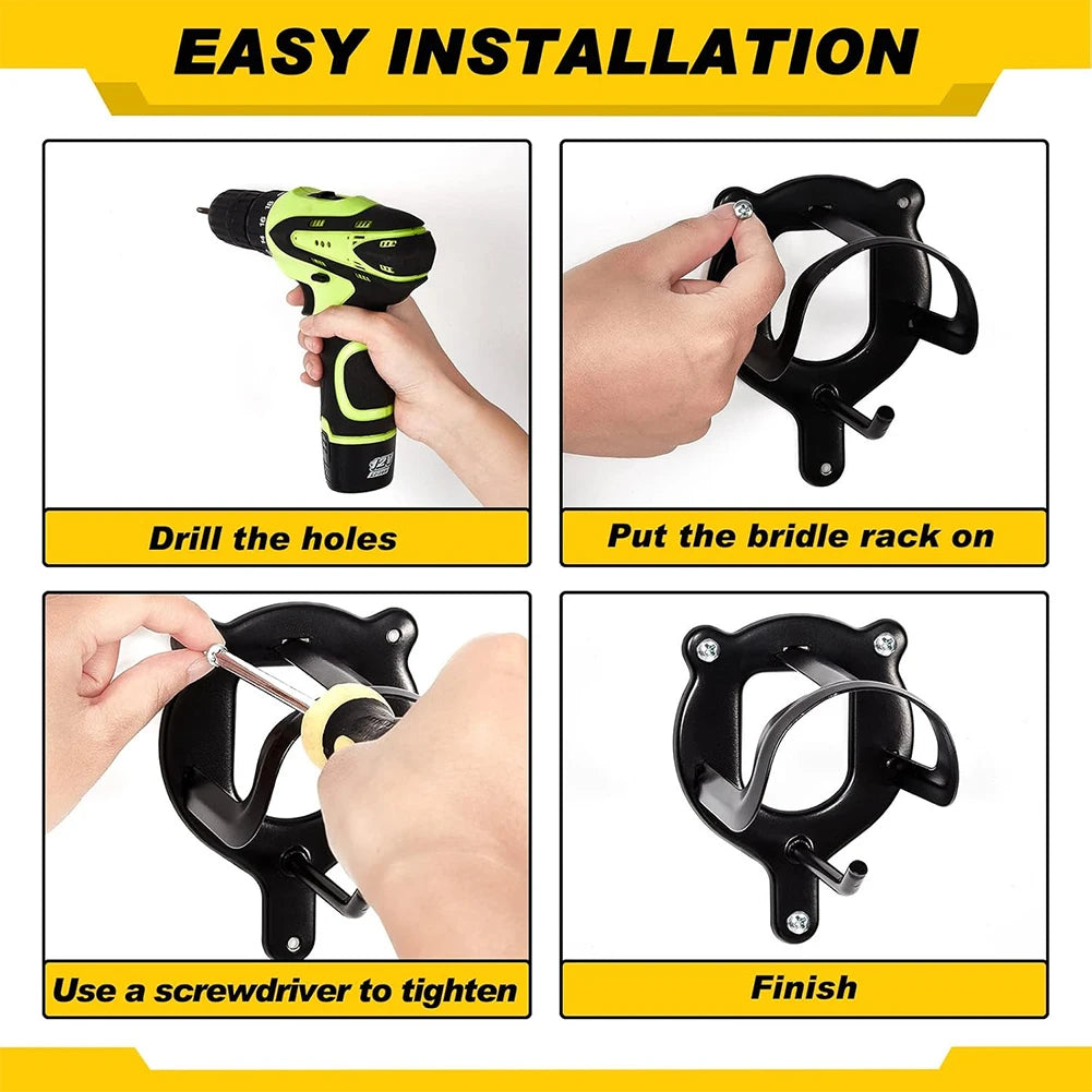 Horse Bridle Rack – Metal Bridle Bracket with Tubes & Screws for Tack Storage, Halter Hanger
