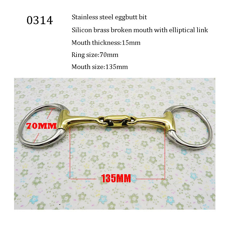 Stainless Steel Eggbutt Snaffle Bit, Jointed Mouth Horse Chew Training Equipment, Equestrian