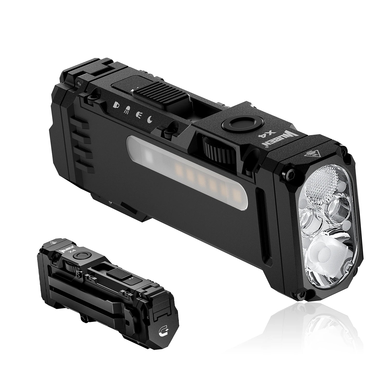 Flat EDC Flashlight 1500 Lumens Rechargeable LED Torch with RGB Light and Magnetic Base