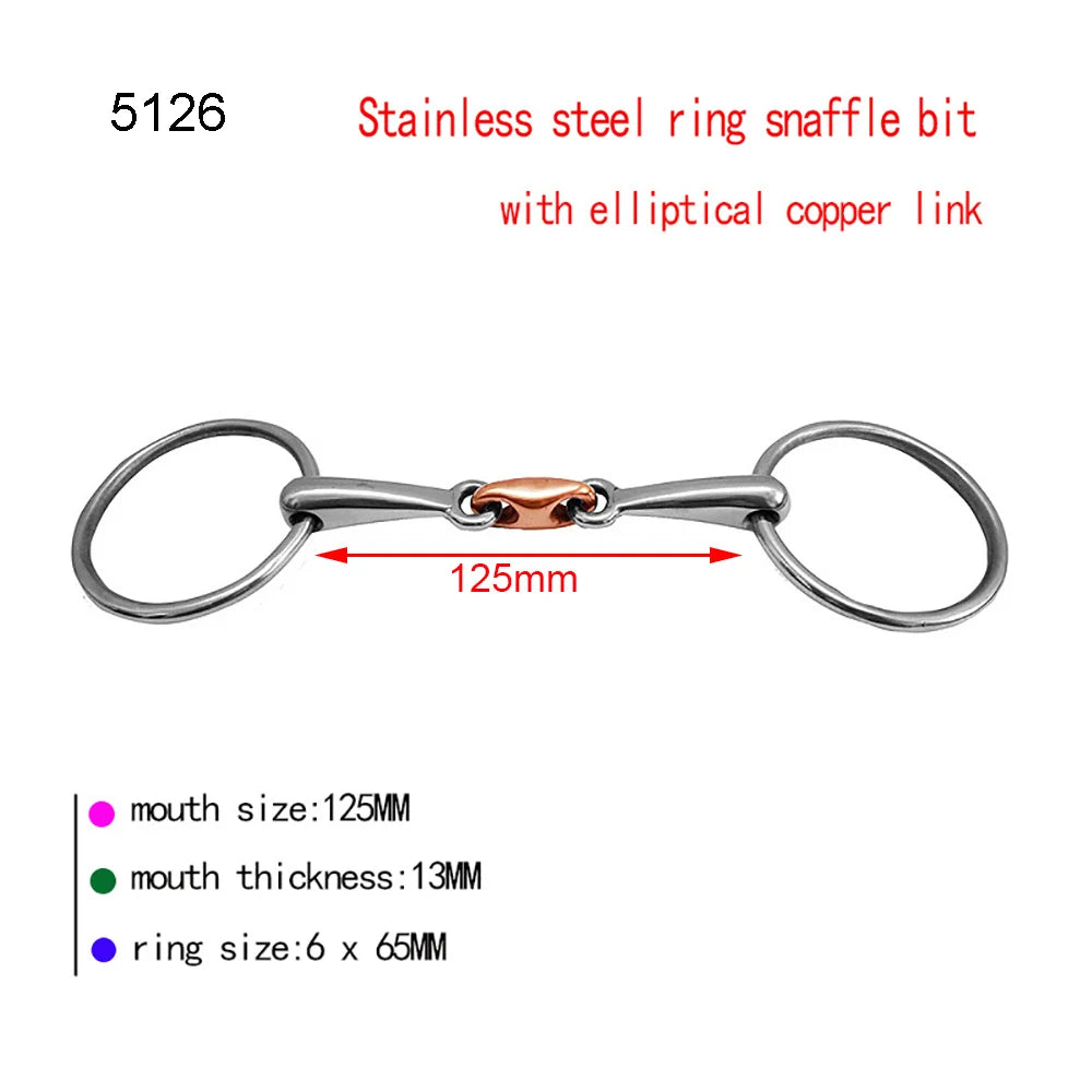 Stainless Steel Eggbutt Snaffle Bit, Jointed Mouth Horse Chew Training Equipment, Equestrian