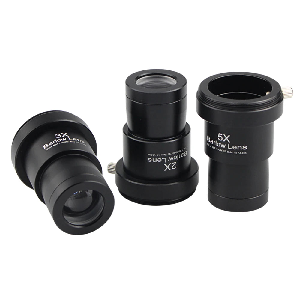Telescope Barlow Lens 1.25" 2x 3x 5x Metal Optics with M42 Camera Thread