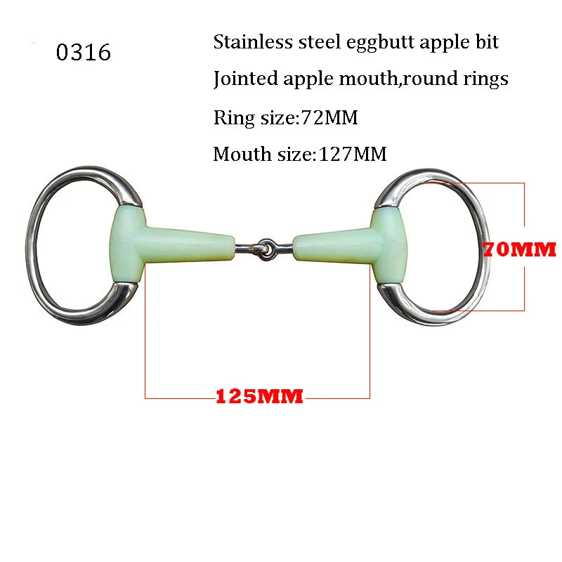 Stainless Steel Eggbutt Snaffle Bit, Jointed Mouth Horse Chew Training Equipment, Equestrian