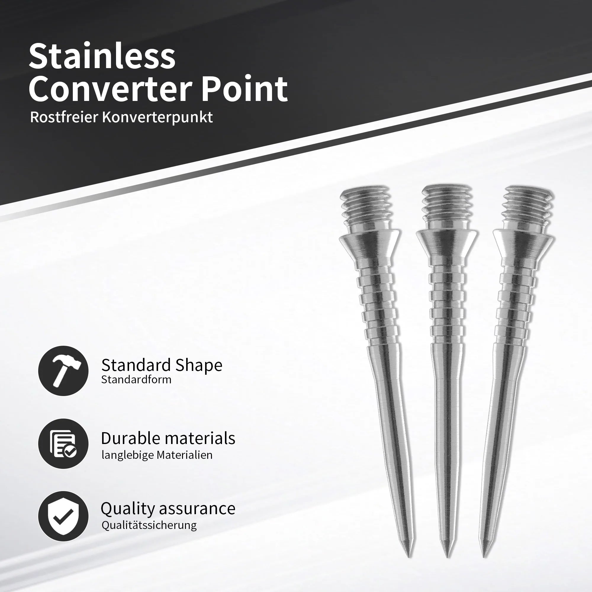 Steel Dart Tips – 3-Pack Converter Points Adapter for Soft Tip Darts (26mm/30mm/34mm)