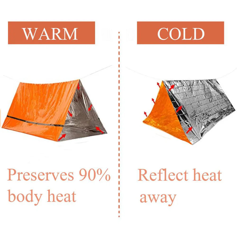 Emergency Shelter Tent and Sleeping Bag Kit for Survival and Outdoor Use