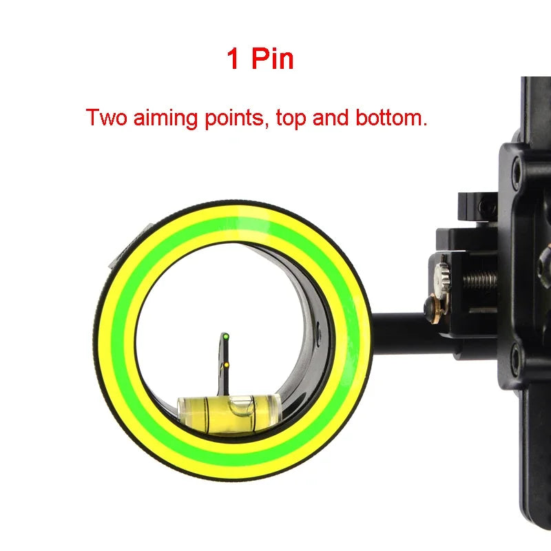 Compound Bow Sight Adjustable 1 Pin 2 Aim Point for Archery and Hunting