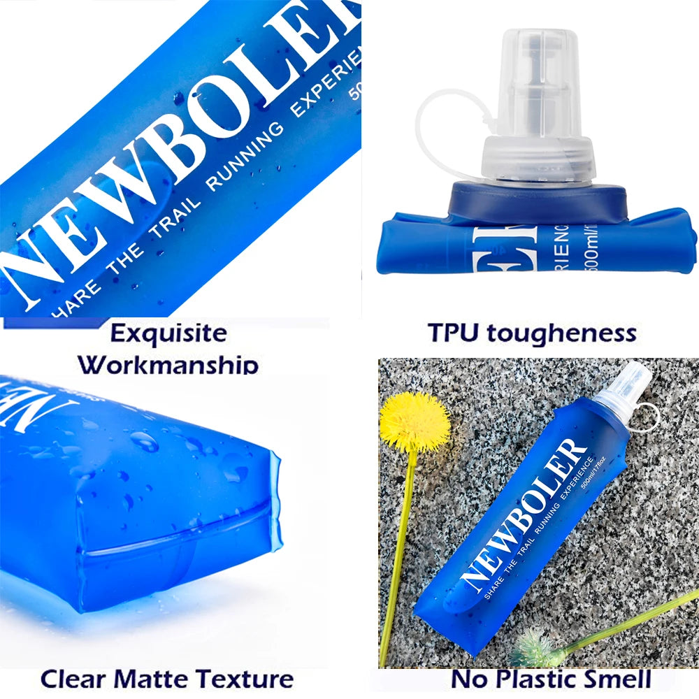 Collapsible Soft Water Bottle 250ml & 500ml – Foldable TPU Flask with Straw for Running & Hiking