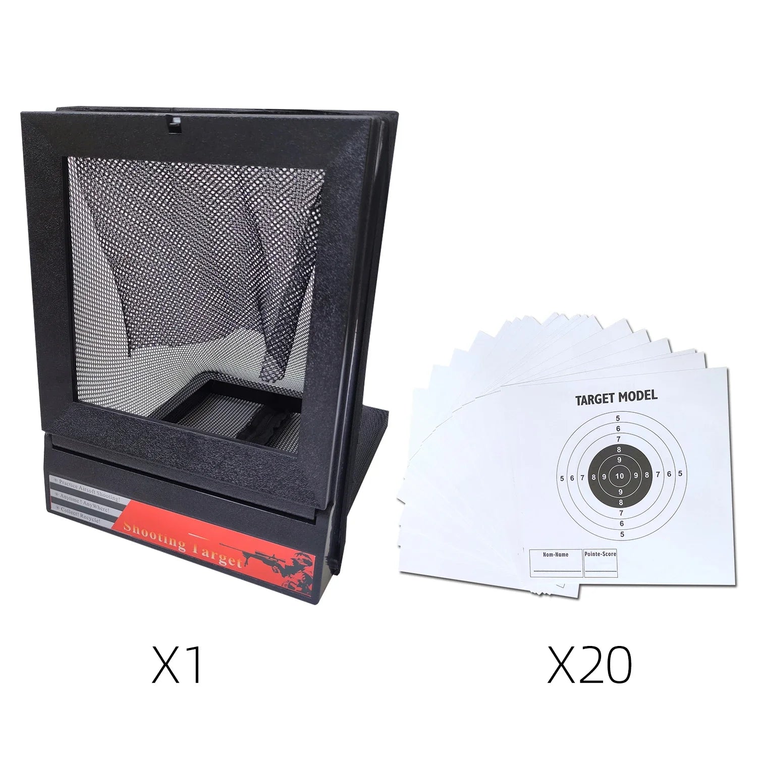 Foldable Metal Slingshot Target Box with Net – BB, Nerf & Paper Target Catcher