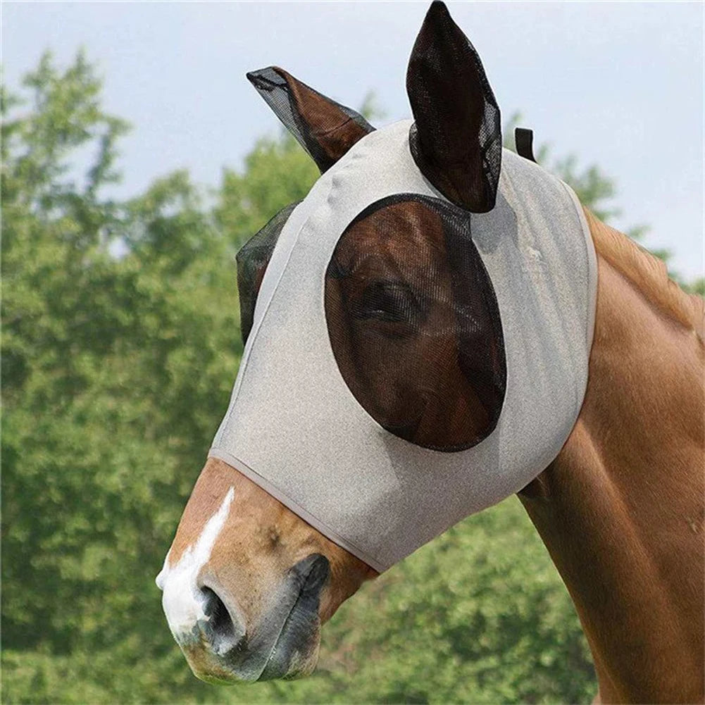 Anti-Fly Lycra Horse Mask – Breathable Knitted Mesh Fly Mask for Insect & UV Protection