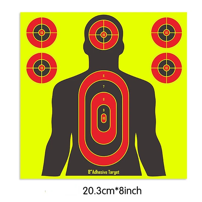 10pcs 8-Inch Reactive Shooting Target Stickers – High-Visibility Adhesive Paper for Training