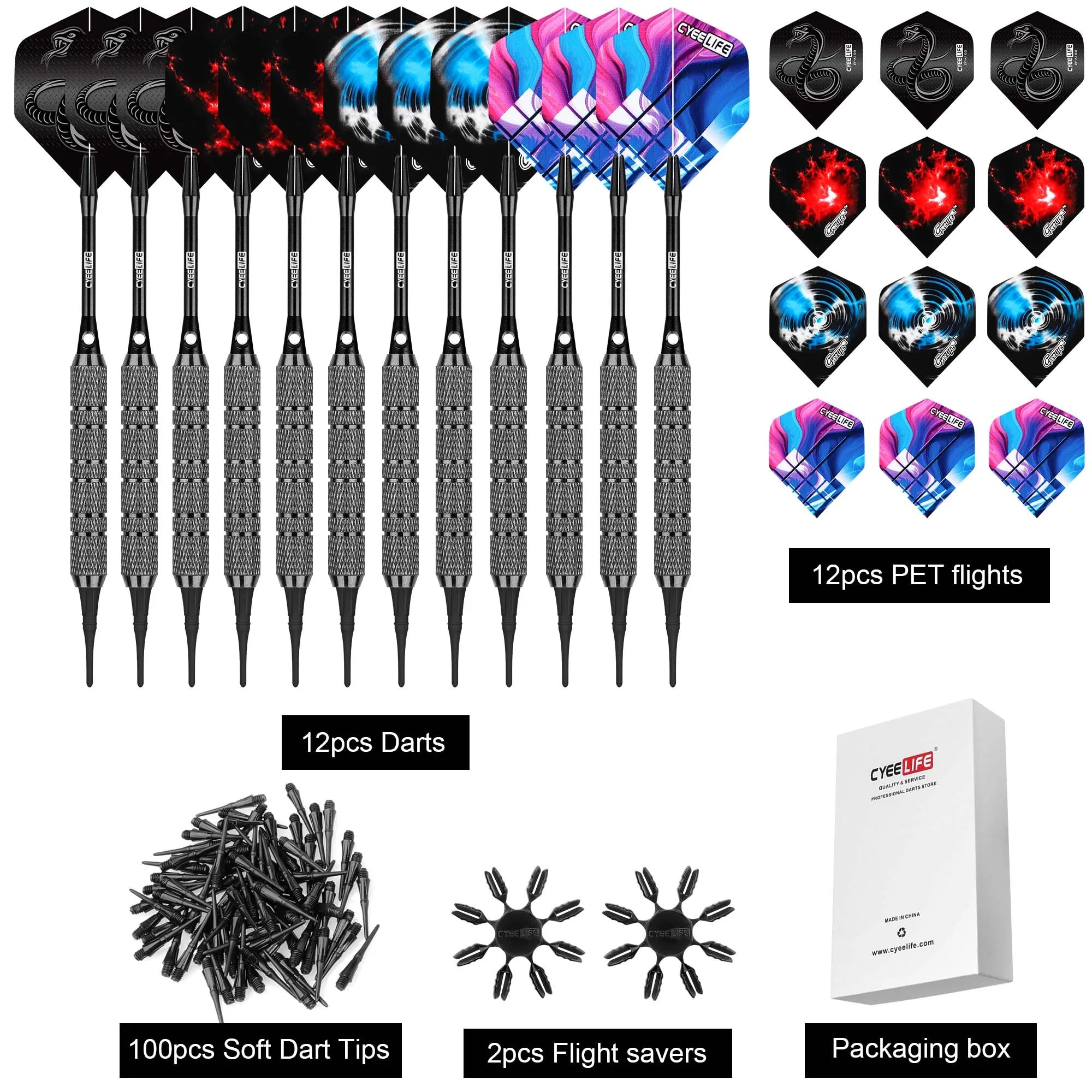 CYEELIFE 18g/20g Soft Tip Darts – Fall-Resistant Integrated Set for Practice & Competition