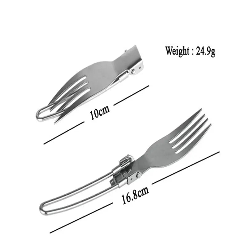 Foldable Stainless Steel Camping Cutlery Set for Outdoor Cooking