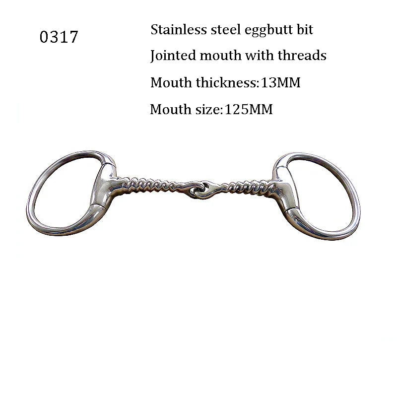 Stainless Steel Eggbutt Snaffle Bit, Jointed Mouth Horse Chew Training Equipment, Equestrian