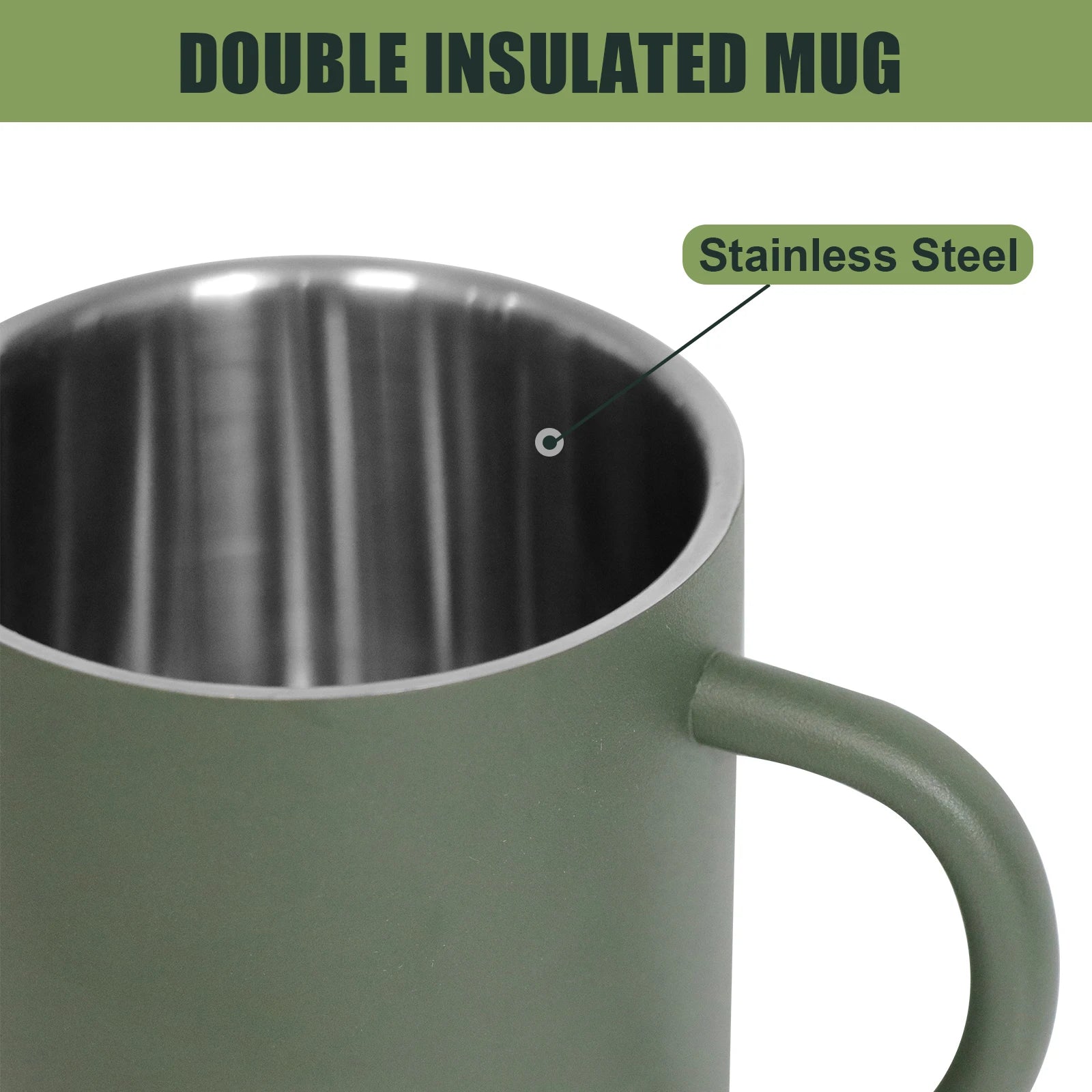 Insulated Stainless Steel Coffee Mug with Handle for Camping and Outdoors