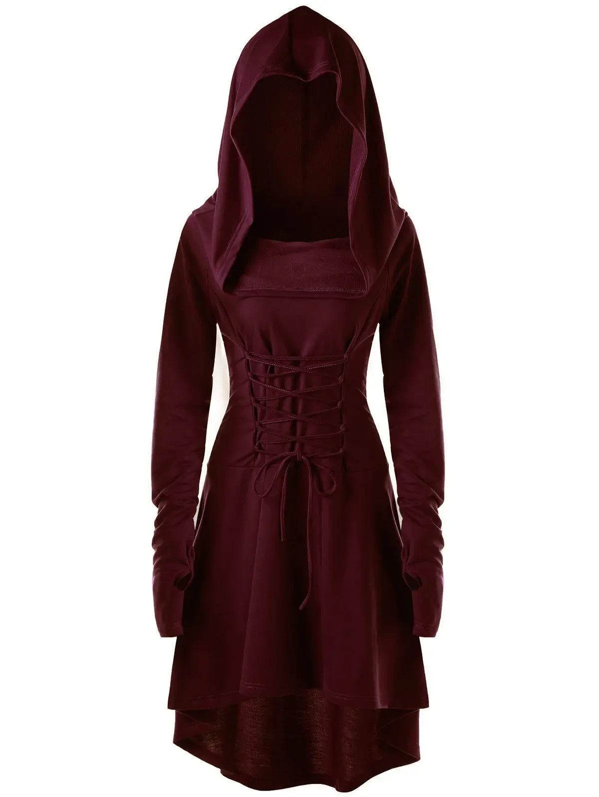 Medieval Cosplay Archer Costume – Hooded Robe Lace Up Pullover Hoodie Dress Cloak for Halloween