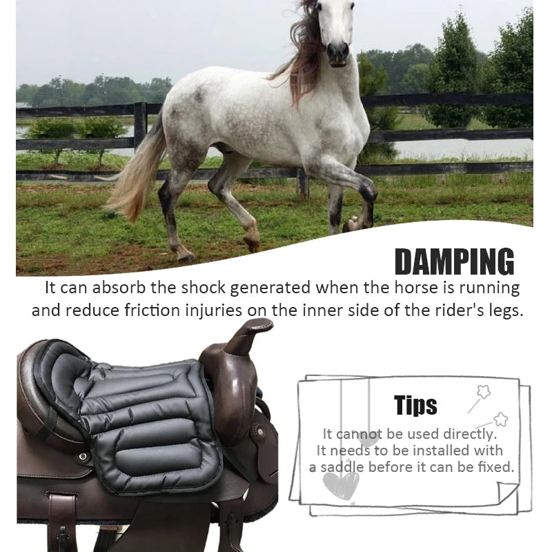 Horse Riding Saddle Pad – Artificial Leather Shock-Absorbing Equestrian Seat Cushion