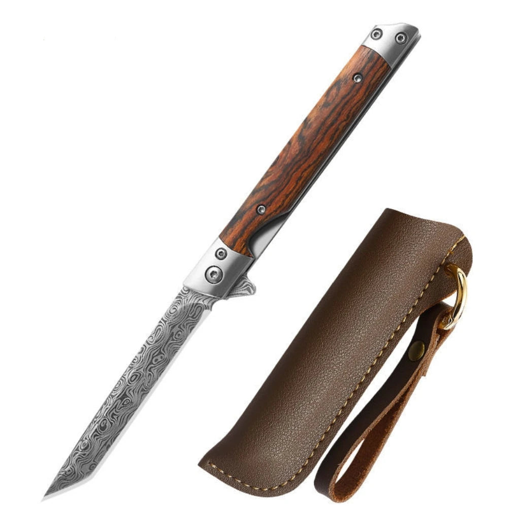 Damascus Pattern Folding Knife – Multi-Purpose High Hardness Outdoor Tool