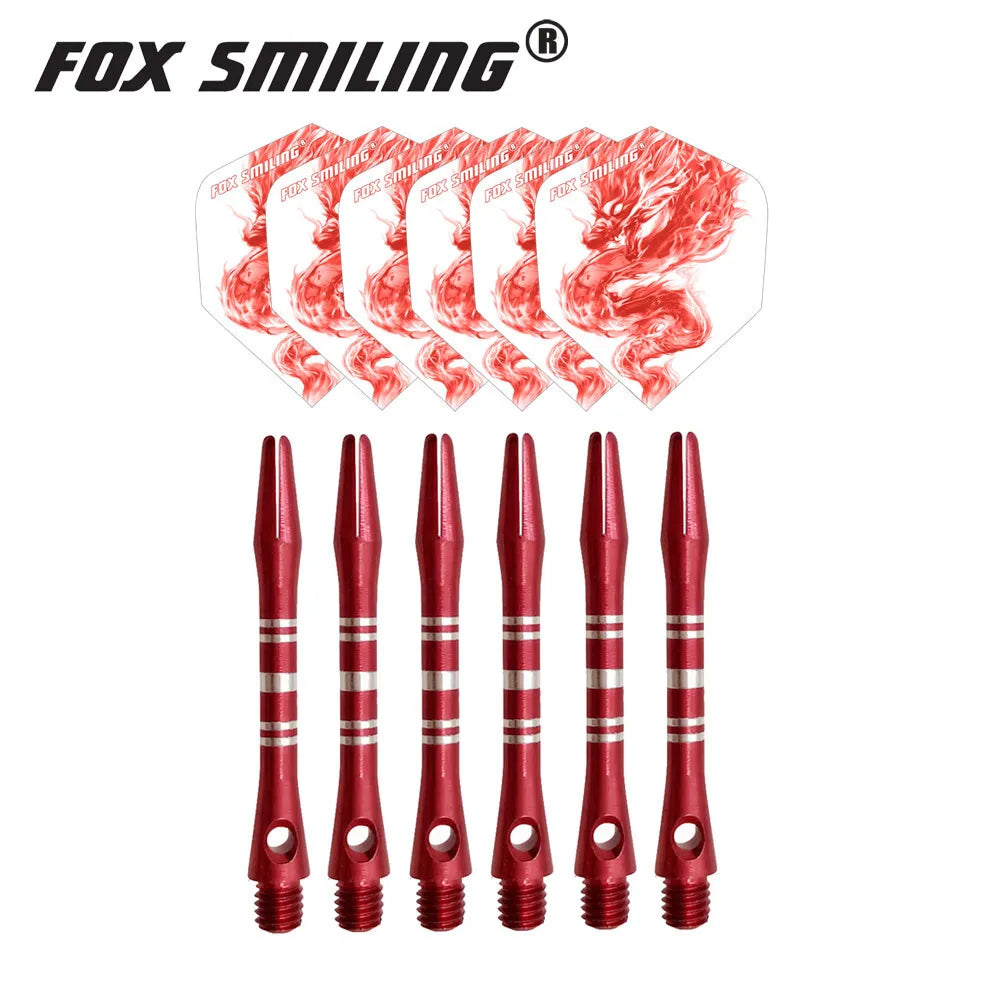 41mm Aluminium Dart Shafts & Patterned Flights, Pro Dart Accessories, Lightweight and Durable
