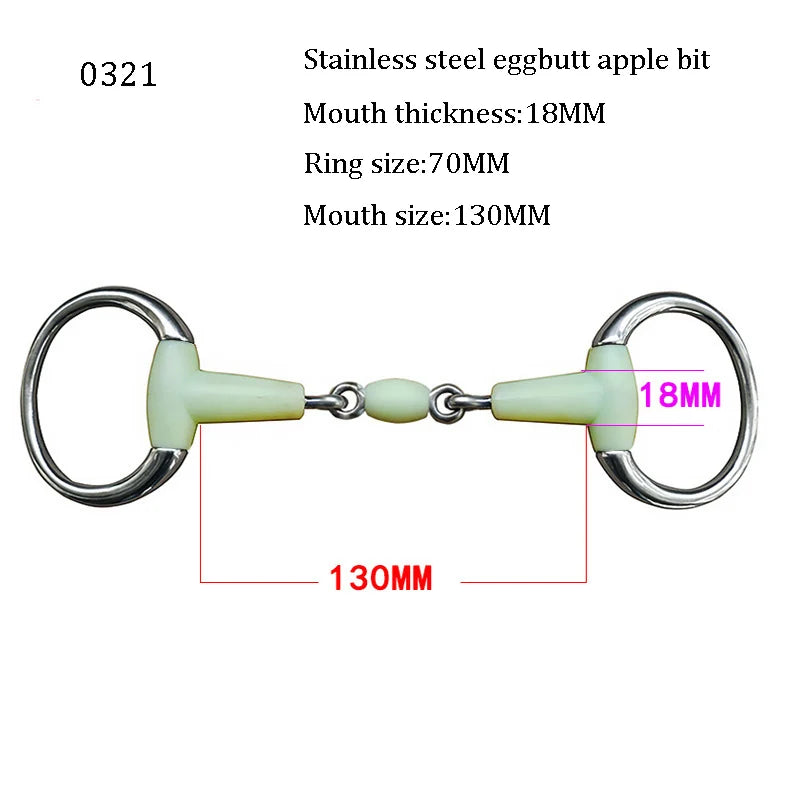 Stainless Steel Eggbutt Snaffle Bit, Jointed Mouth Horse Chew Training Equipment, Equestrian