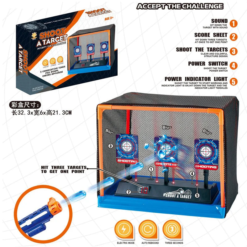 Auto-Reset Electric Target – High-Precision Nerf Gun Scoring Toy for Kids