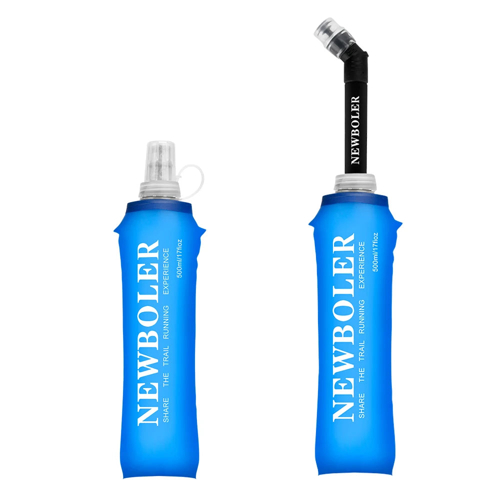 Collapsible Soft Water Bottle 250ml & 500ml – Foldable TPU Flask with Straw for Running & Hiking
