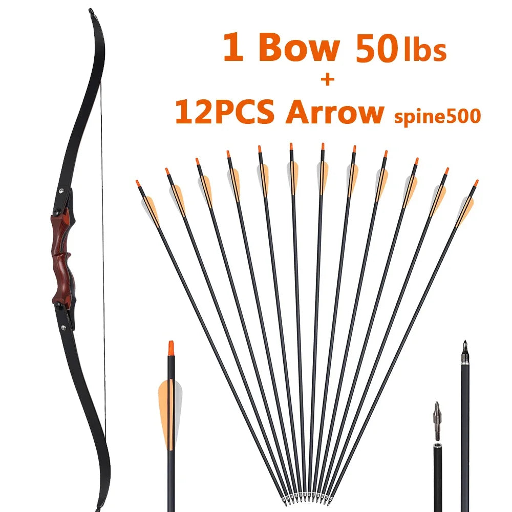 20–50lbs ILF Recurve Longbow – Take-Down Wooden Bow for Outdoor Hunting and Shooting