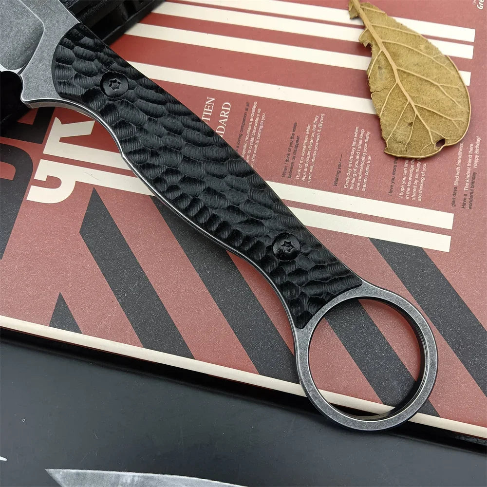 Fixed Blade Tactical Knife, 8Cr13Mov Steel G10 Handle with Kydex Sheath, Outdoor Hunting Survival