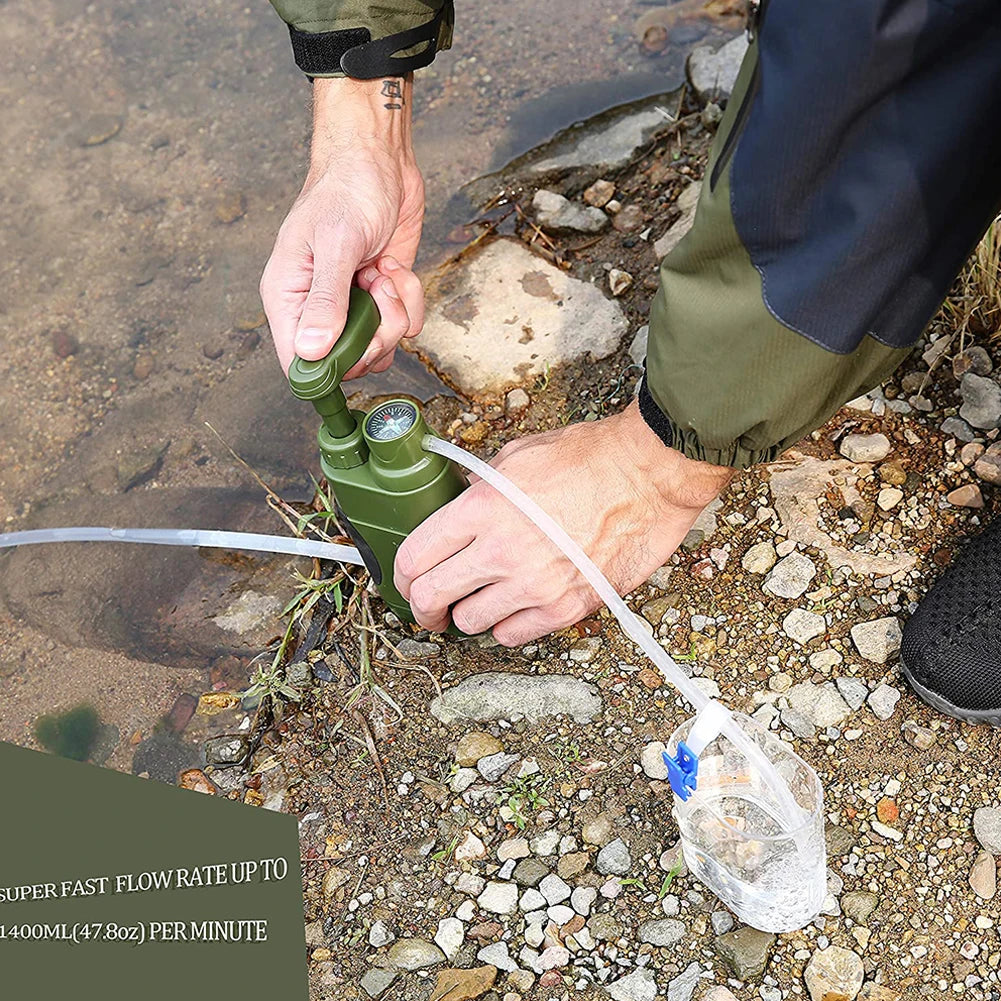 Portable Water Filter Pump for Camping and Emergency Outdoor Use