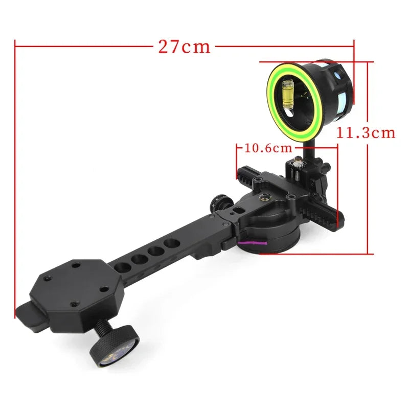 Compound Bow Sight Adjustable 1 Pin 2 Aim Point for Archery and Hunting