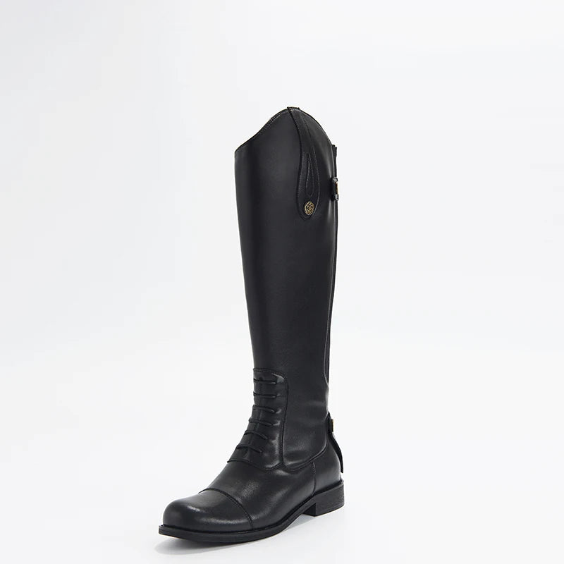 Equestrian Leather Boots – Knee-High Riding Boots for Women with Non-Slip Sole & Retro Design
