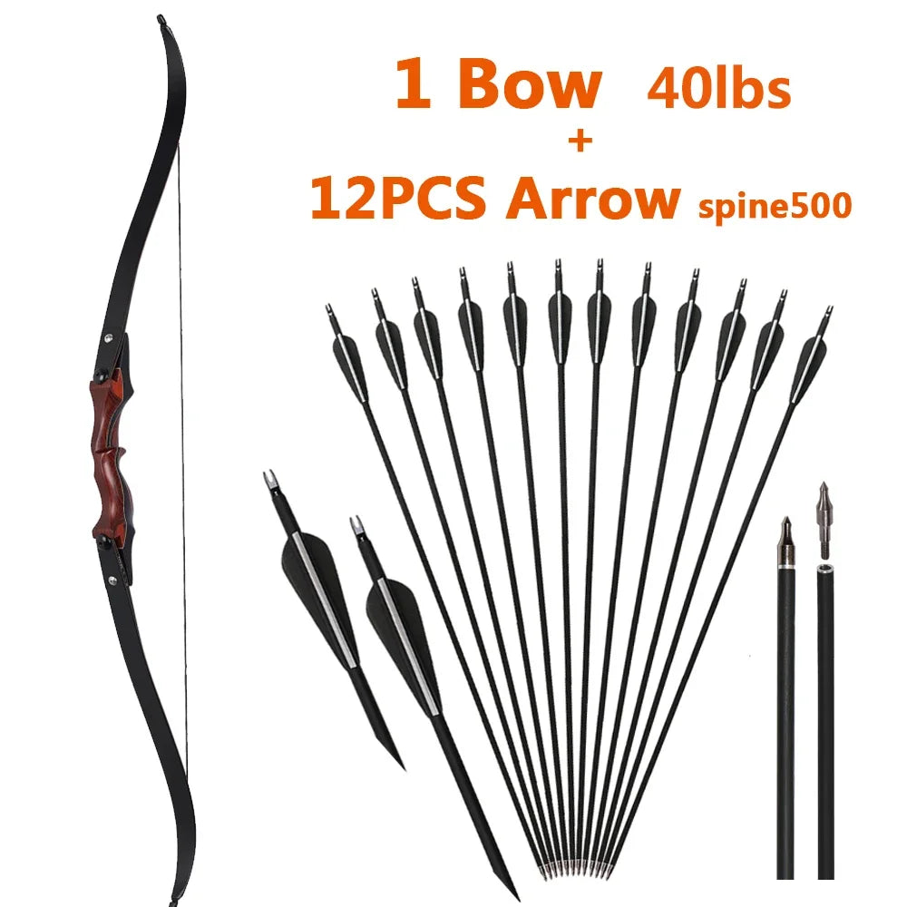20–50lbs ILF Recurve Longbow – Take-Down Wooden Bow for Outdoor Hunting and Shooting