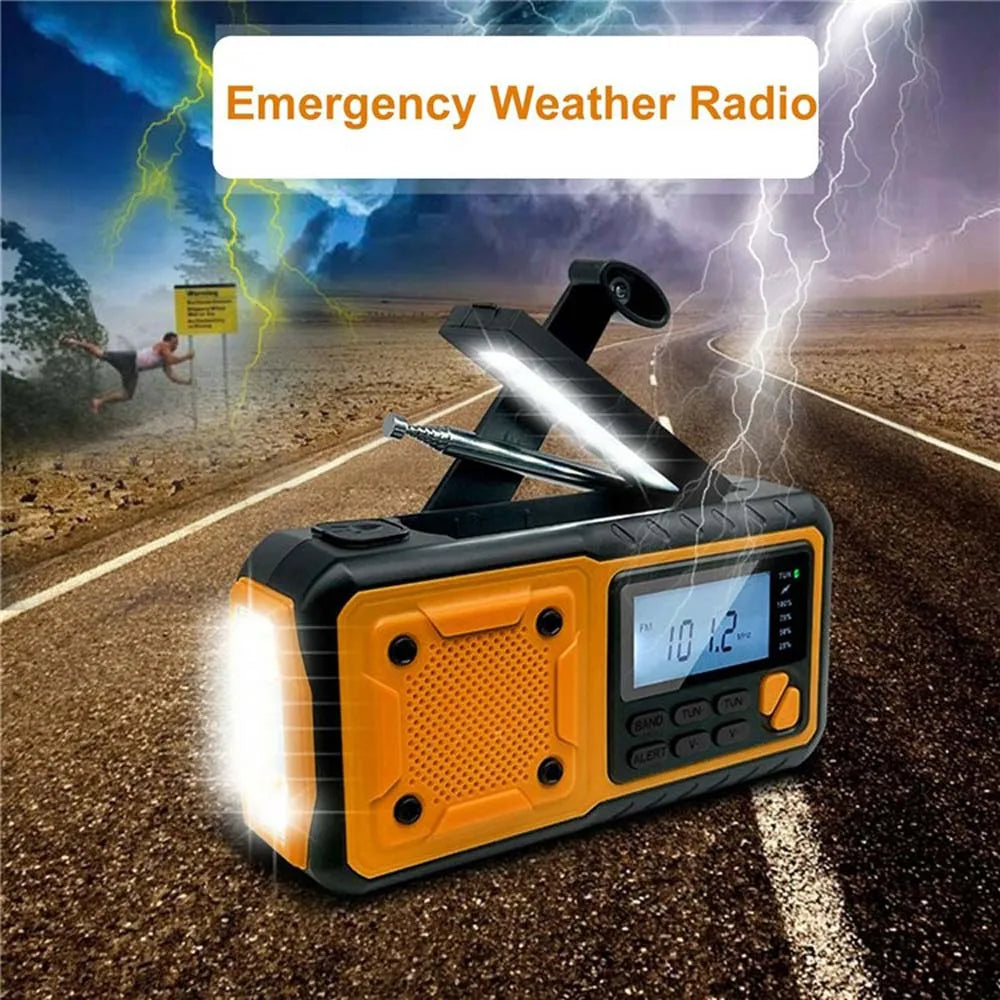 4000mAh Emergency Solar Hand Crank Radio – AM/FM, Flashlight & Power Bank Charger