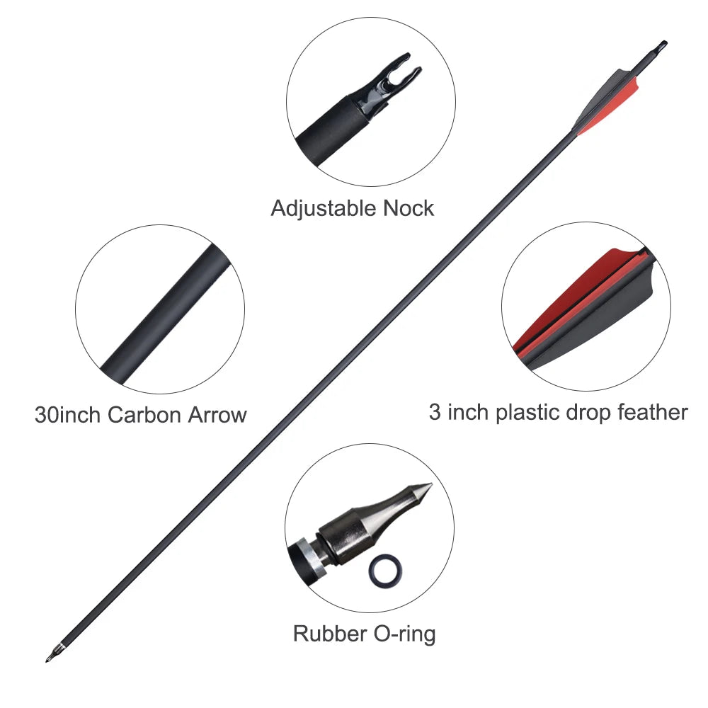 31-inch Carbon Arrows – Spine 500-550 for Recurve & Compound Bows